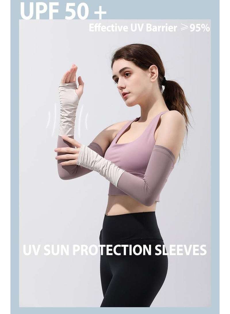 SYOSI 2 Pairs Sun UV Protection Cooling Arm Sleeves Men Women Arm Cooling Sleeve Long Driving Sumer Gloves Anti Slip Sunblock Cycling Sleeve - Image 2