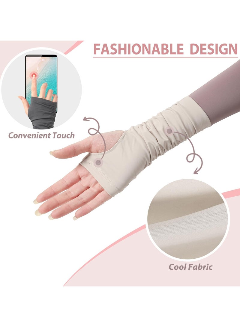 SYOSI 2 Pairs Sun UV Protection Cooling Arm Sleeves Men Women Arm Cooling Sleeve Long Driving Sumer Gloves Anti Slip Sunblock Cycling Sleeve - Image 4