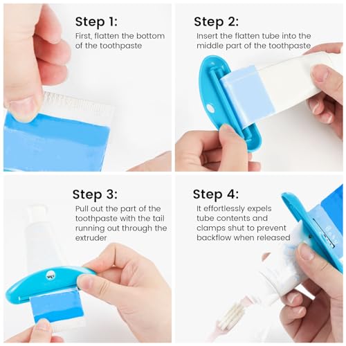 LoveInUsa Toothpaste Tube Squeezer Dispenser, Hanging Toothpaste Clips Holder Rolling Holder Squeezer 4 Pack - Image 4