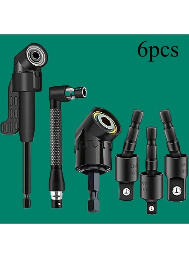 6pcs Right Angle Drill Bit Set 3 360 Rotatable Socket Adapters 2 105 Hex Shank Angle Drill - Image 2