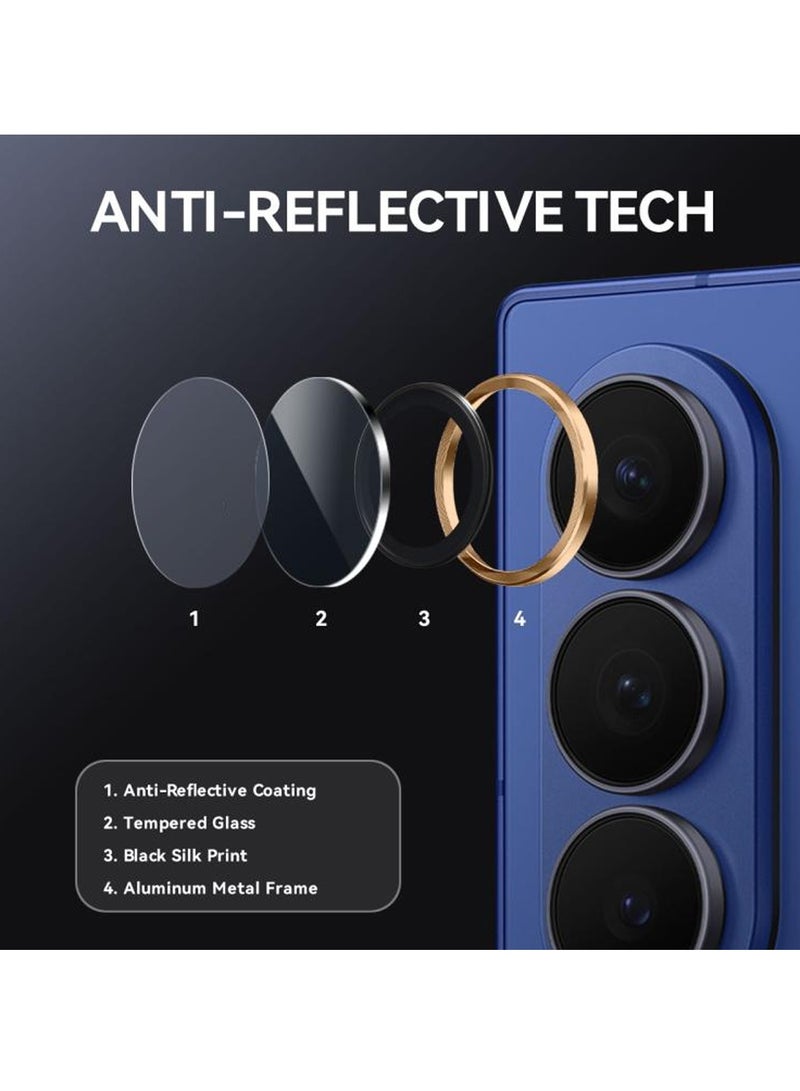 دبليو تيك حماية عدسة الكاميرا من زجاج مقسى مع حلقة من سبائك البريميوم لجهاز سامسونج جالكسي زد فولد7 5G 2025 (MLGICR) - شفاف/ذهبي - Image 3