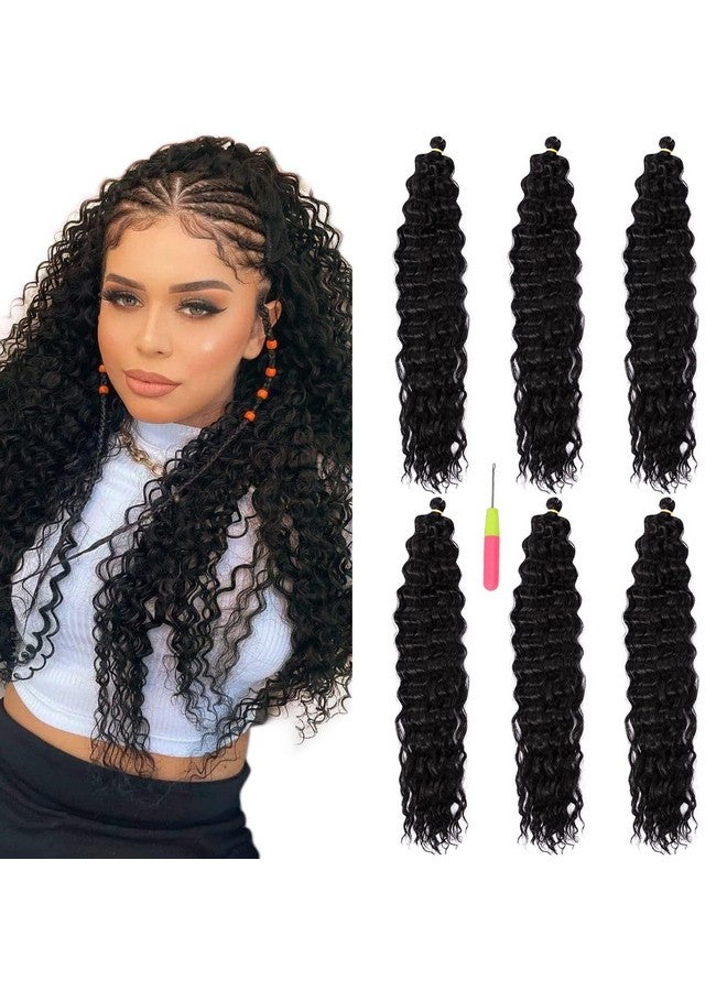 MAYSA Ocean Wave Crochet Hair 22Inch Soft Synthetic Wave Crochet Hair Curly Crochet Hair Extensions 6Packs 1B Natural Black - Image 1