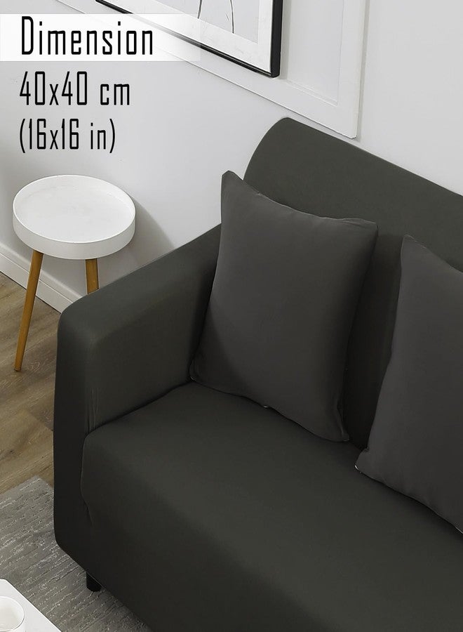 HOKIPO Stretchable Cushion Cover for Sofa 16x16 Pack of 4, Dark Grey (E21-AR4282*4) - Image 2