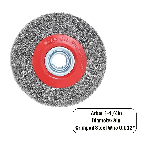 OSFTBVT 8in Bench Wire Wheel Brush for Bench Grinder Coarse Crimped Steel Wire 0.012" with 1/2" 5/8" 3/4" 7/8" 1"(5sets) Spacer Arbors - 1pack - Image 2