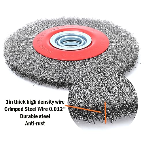 OSFTBVT 8in Bench Wire Wheel Brush for Bench Grinder Coarse Crimped Steel Wire 0.012" with 1/2" 5/8" 3/4" 7/8" 1"(5sets) Spacer Arbors - 1pack - Image 3