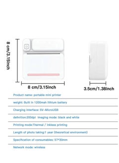Generic Mini Thermal Printer Bluetooth Pocket Printer Portable Inkless Sticker Printer for Notes/Lists/Label/Memo/Scrapbook, Photos Compatible with iPhone iOS & Android or Tablet (with 6 Roll Paper)  - Image 5