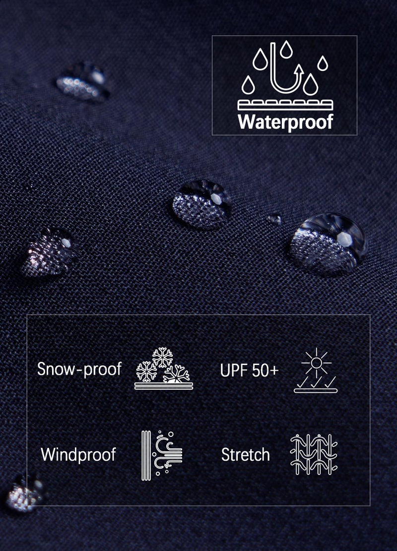 LINLANG EN Women's Fleece Lined Waterproof Hiking Pants Insulated Softshell Warm Outdoor Winter Snow Ski Pants Navy L - Image 5