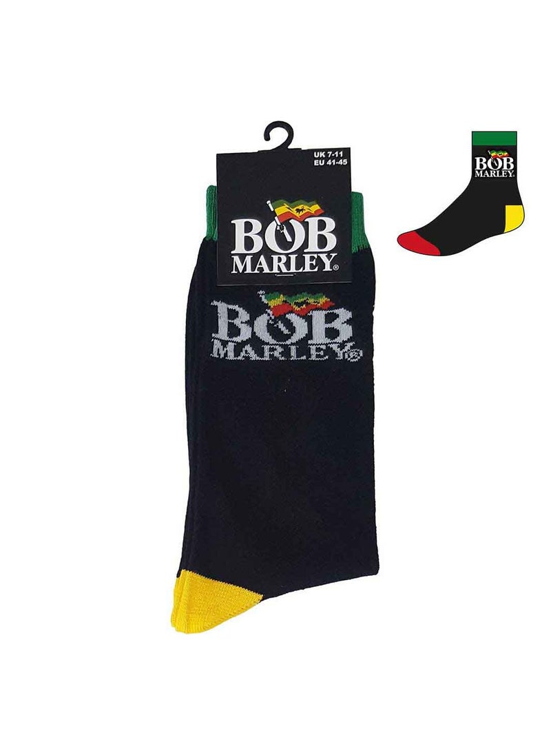 Bob Marley - Bob Marley Unisex Ankle Socks featuring the 'Logo' design motif. Officially Licensed Merchandise. EU 40-45. Quality Comfortable Fabric Socks available in a black colourway. - Image 1