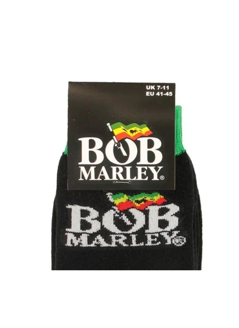 Bob Marley - Bob Marley Unisex Ankle Socks featuring the 'Logo' design motif. Officially Licensed Merchandise. EU 40-45. Quality Comfortable Fabric Socks available in a black colourway. - Image 1