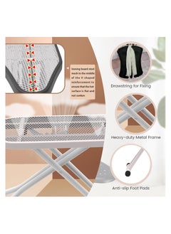 DMG TECH Ironing Board, 43'' * 13''Foldable Iron Stand with Extra Ironing Board Cover, Adjustable Height, Iron Rest & Safety Lock, Heat Resistant, Lightweight Ironing Table for Dorm, Home, Laundry Room Use  - Image 4
