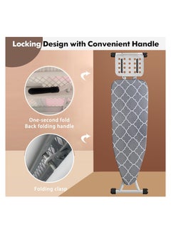 DMG TECH Ironing Board, 43'' * 13''Foldable Iron Stand with Extra Ironing Board Cover, Adjustable Height, Iron Rest & Safety Lock, Heat Resistant, Lightweight Ironing Table for Dorm, Home, Laundry Room Use  - Image 3