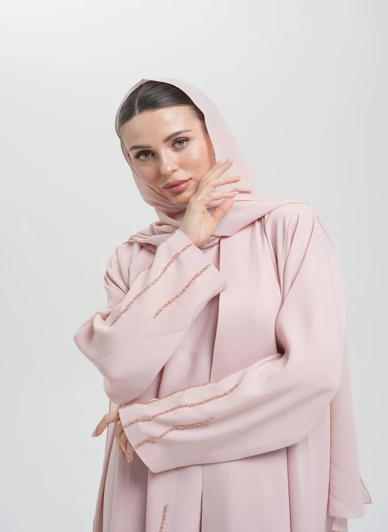 Meem by Mariyah Embellished front open abaya with inner