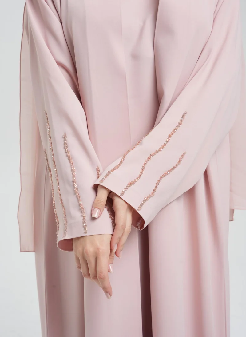 Meem by Mariyah Embellished front open abaya with inner