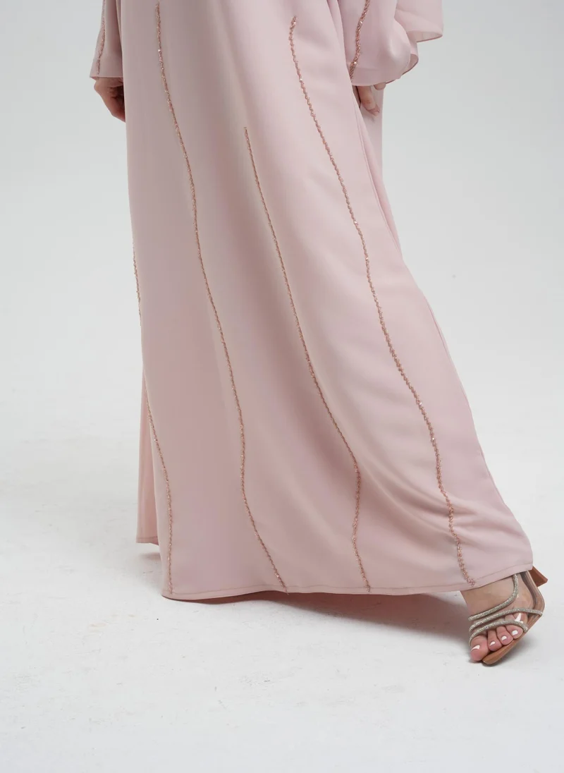 Meem by Mariyah Embellished front open abaya with inner