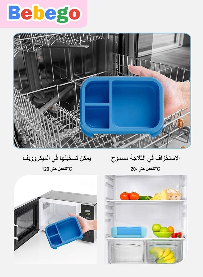 BEBEGO Bento Lunch Box, Lunch Box with Two Modular Containers - 3 Compartments, Leak-Proof, Portable Handle, Microwave/Dishwasher Safe, Bpa-Free.,Back to School - Image 5