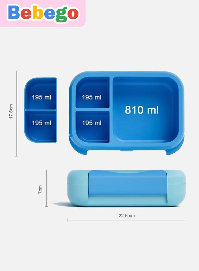 BEBEGO Bento Lunch Box, Lunch Box with Two Modular Containers - 3 Compartments, Leak-Proof, Portable Handle, Microwave/Dishwasher Safe, Bpa-Free.,Back to School - Image 4