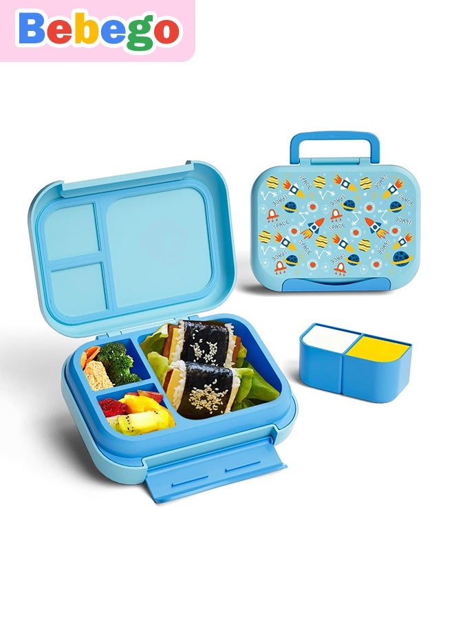 BEBEGO Bento Lunch Box, Lunch Box with Two Modular Containers - 3 Compartments, Leak-Proof, Portable Handle, Microwave/Dishwasher Safe, Bpa-Free.,Back to School - Image 2