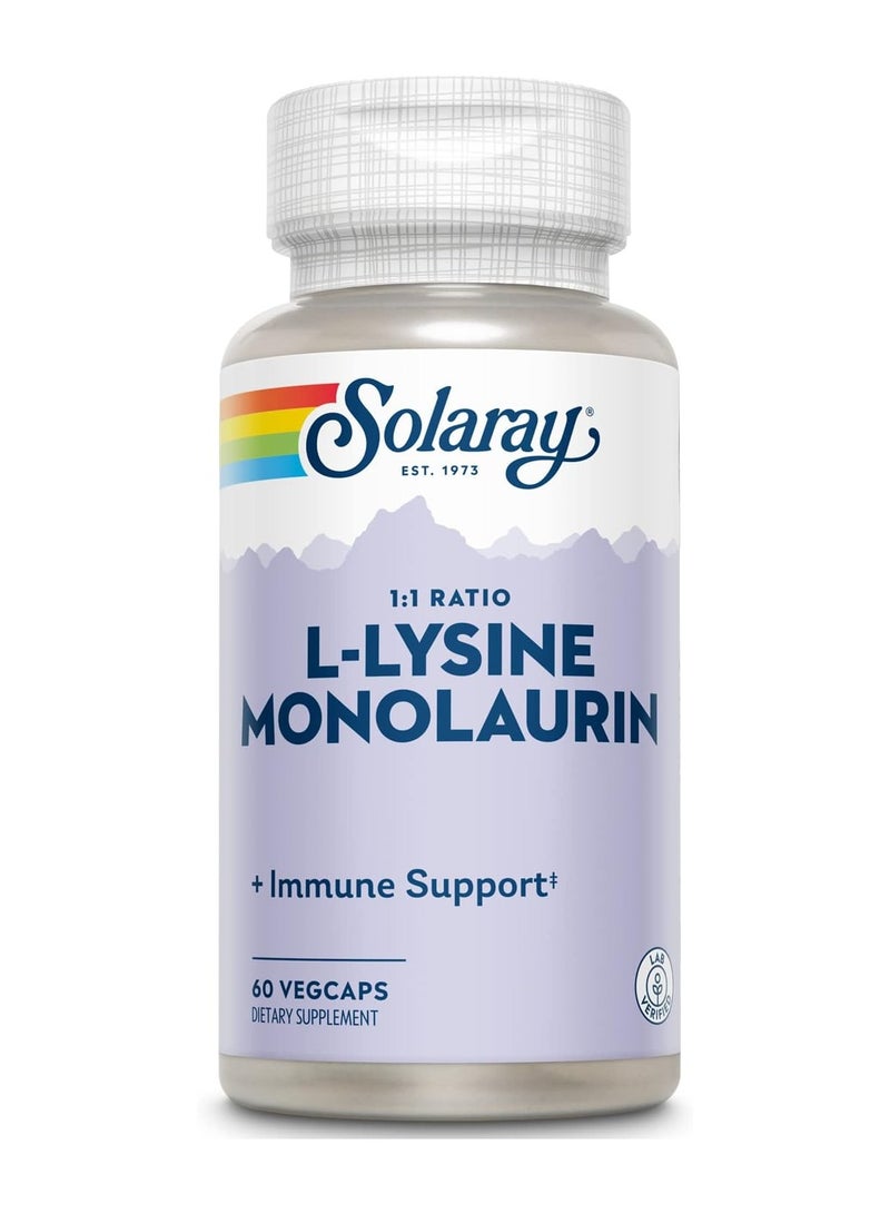 SOLARAY L-Lysine Monolaurin 1: 1 Ratio Nutritional Supplement - 60 Vegetarian Capsules