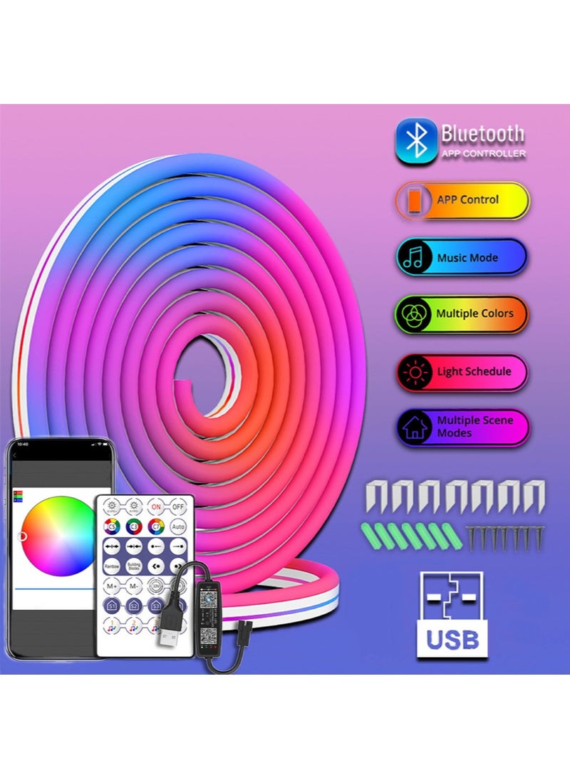 Leon Home App Controlled Music Sync Neon Light Rope with Bluetooth 2m - Image 1