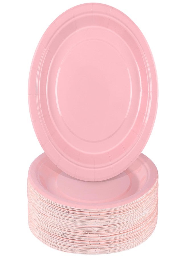 Breroa 72 Pieces Pink Paper Plates 7 Inch Bulk Paper Plates Disposable Round Dessert Plate Heavy Duty Solid Color Plate Table Decors Party Supply for Birthday Party, Dinner Table, Wedding - Image 1