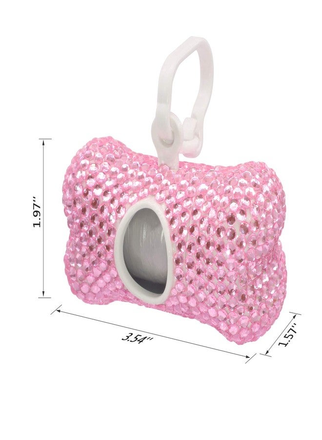 Soleebee Bling Crystal Bone Shaped Pet Waste Bag Dispenser with 1 Roll Waste Bags (Pink) - Image 3