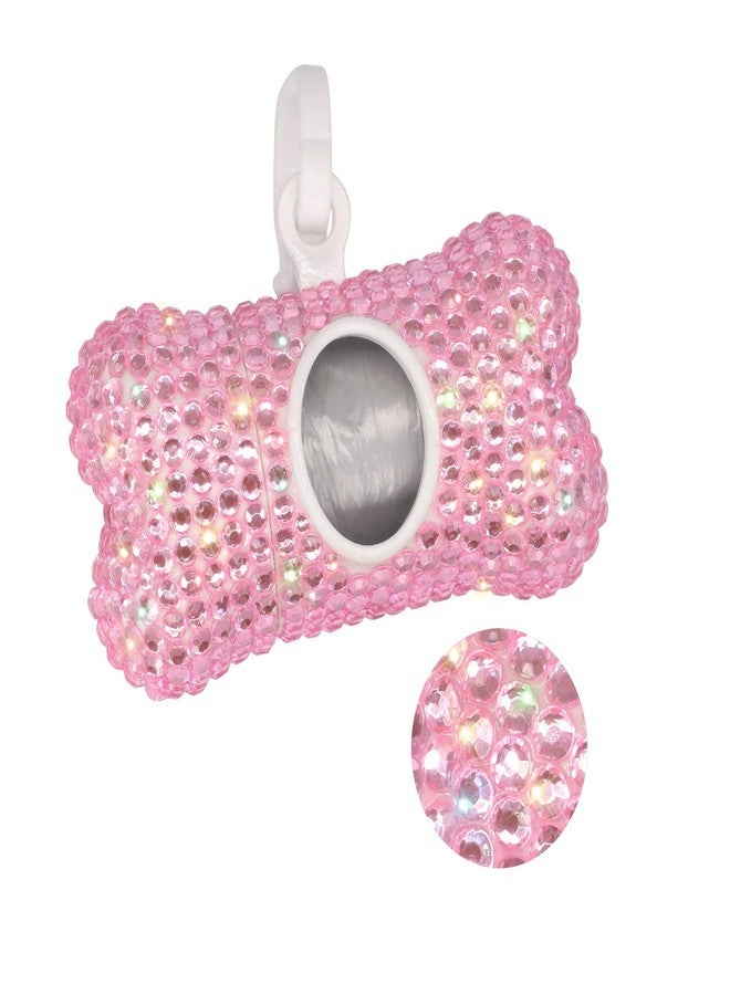 Soleebee Bling Crystal Bone Shaped Pet Waste Bag Dispenser with 1 Roll Waste Bags (Pink) - Image 5