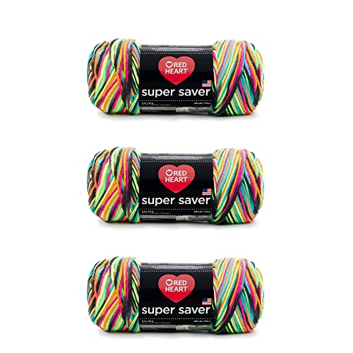 Red Heart Super Saver Yarn, 3 Pack, Blacklight 3 Count - Image 1
