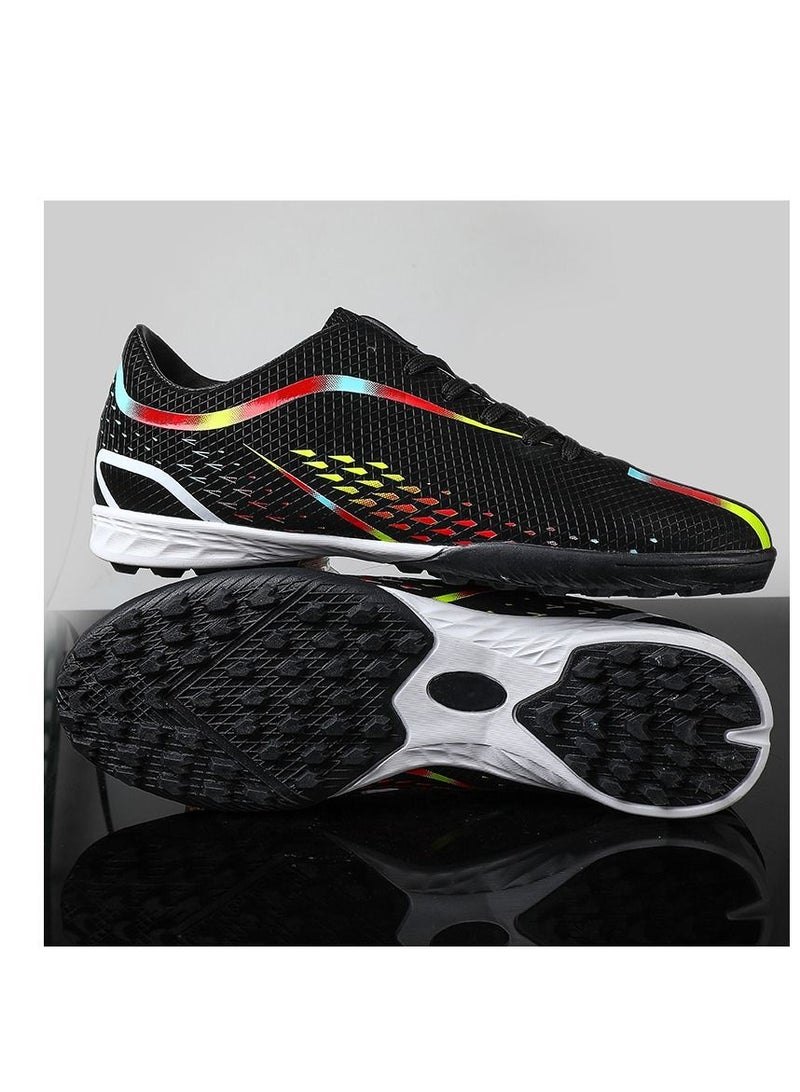 Loquat New World Cup Soccer Shoes Men's TF Broken Nails Long Nails Adult Lawn Student Competition Training Shoes Women Black  - Image 1