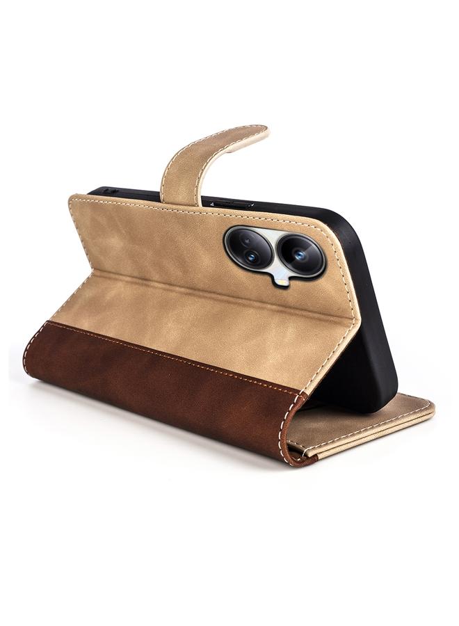 اس-توب جراب هاتف Realme 10 Pro+ مصنوع من الجلد بتصميم أفقي مع خياطة - Image 5