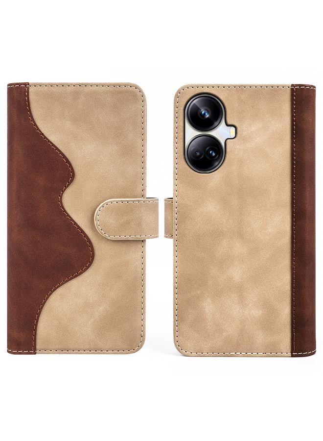 اس-توب جراب هاتف Realme 10 Pro+ مصنوع من الجلد بتصميم أفقي مع خياطة - Image 2