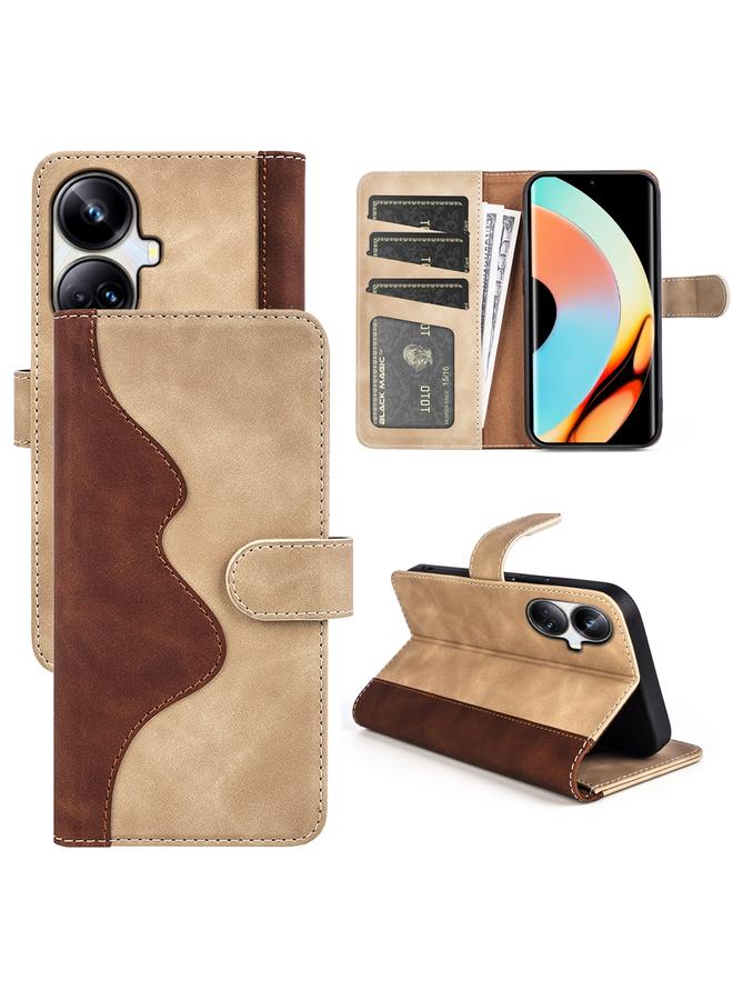 اس-توب جراب هاتف Realme 10 Pro+ مصنوع من الجلد بتصميم أفقي مع خياطة - Image 1