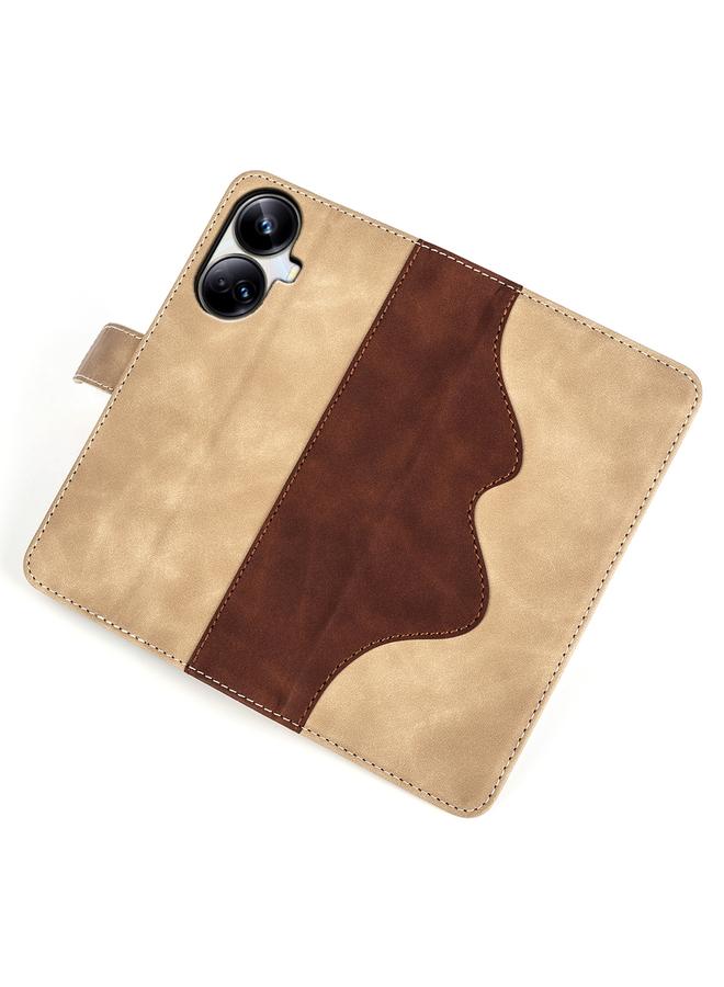 اس-توب جراب هاتف Realme 10 Pro+ مصنوع من الجلد بتصميم أفقي مع خياطة - Image 4