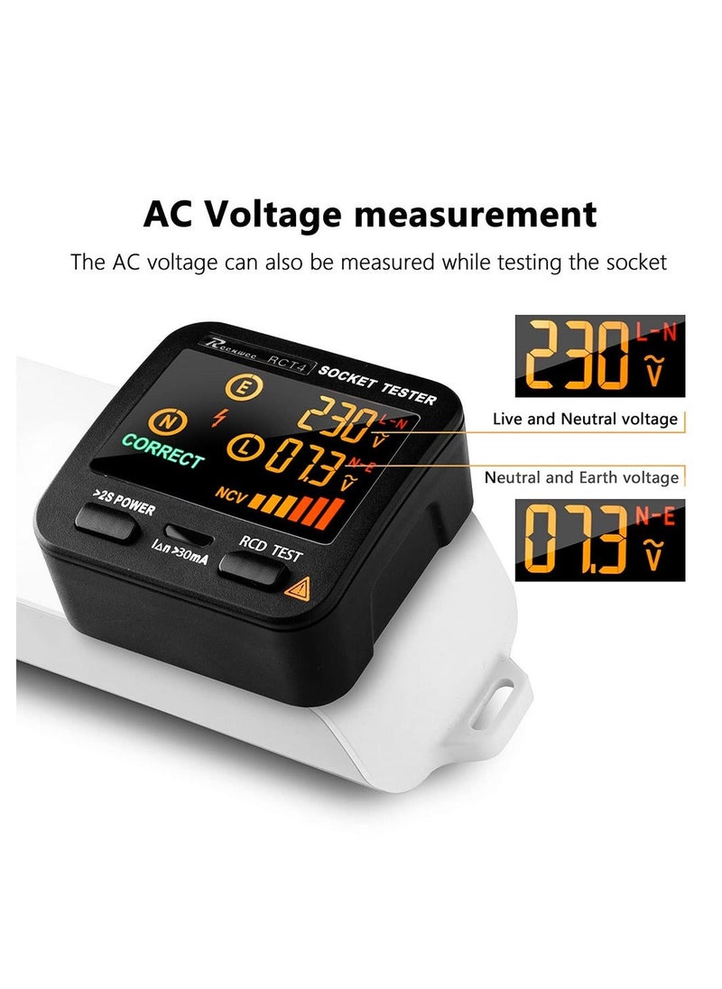 Generic - Outlet Tester EBTN LCD with Voltage Display, RCD Receptacle Socket Tester Circuit Analyzer, Polarity Detector Leakage Tester Electricity Line Fault Checker, 8 Visual Indications - Image 1