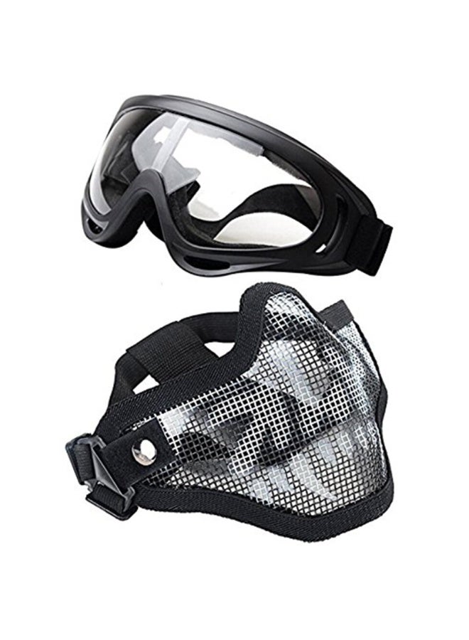 Airsoft Mask and Goggles - Airsoft Half Lower Face Mask Steel Metal Mesh for CS Game/Paintball/Shooting/Cosplay - Adjustable Combat Tactical Military Goggles for Men Women - Image 1