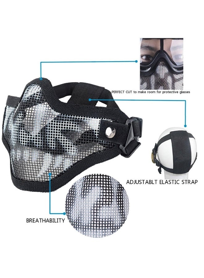 Airsoft Mask and Goggles - Airsoft Half Lower Face Mask Steel Metal Mesh for CS Game/Paintball/Shooting/Cosplay - Adjustable Combat Tactical Military Goggles for Men Women - Image 3