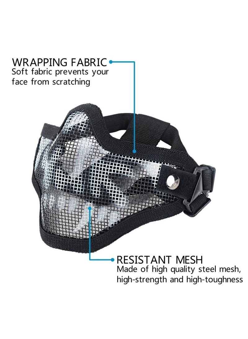 Airsoft Mask and Goggles - Airsoft Half Lower Face Mask Steel Metal Mesh for CS Game/Paintball/Shooting/Cosplay - Adjustable Combat Tactical Military Goggles for Men Women - Image 2