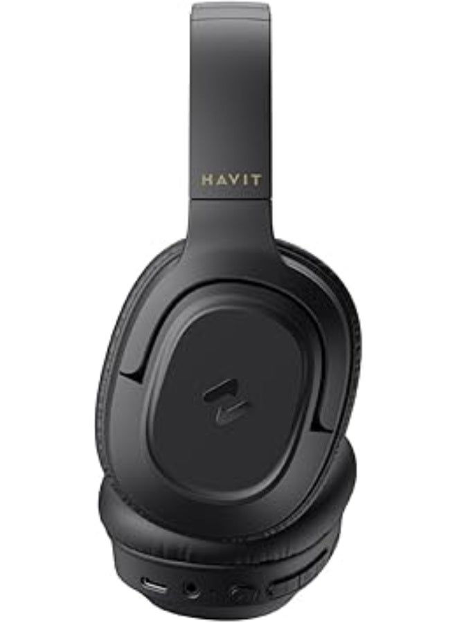 HAVIT H612BT Wireless Bluetooth Headphones with 50H Playtime, Stereo Sound, Foldable Over-Ear Design, USB-C Fast Charging, 40mm Drivers, Built-in Mic, AUX Mode, for Music, Work, Calls, Travel - Image 3