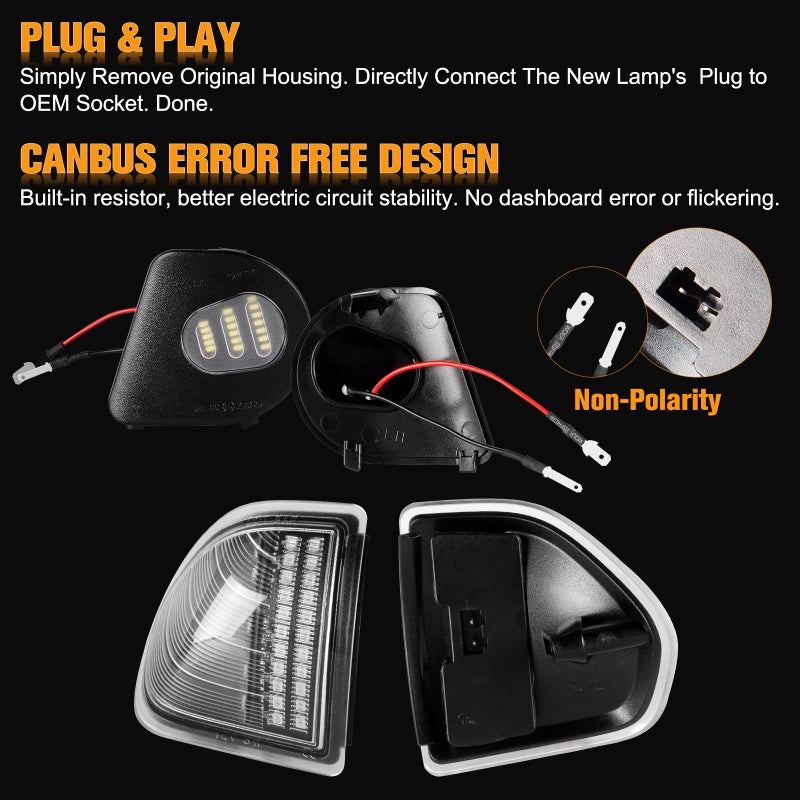 Gempro 4PCS LED Side Mirror Turn Signals Lights Puddle Lamps for 2010-2018 Dodge Ram 1500 2500 3500 4500 5500 Towing Mirror Lamps - Image 5
