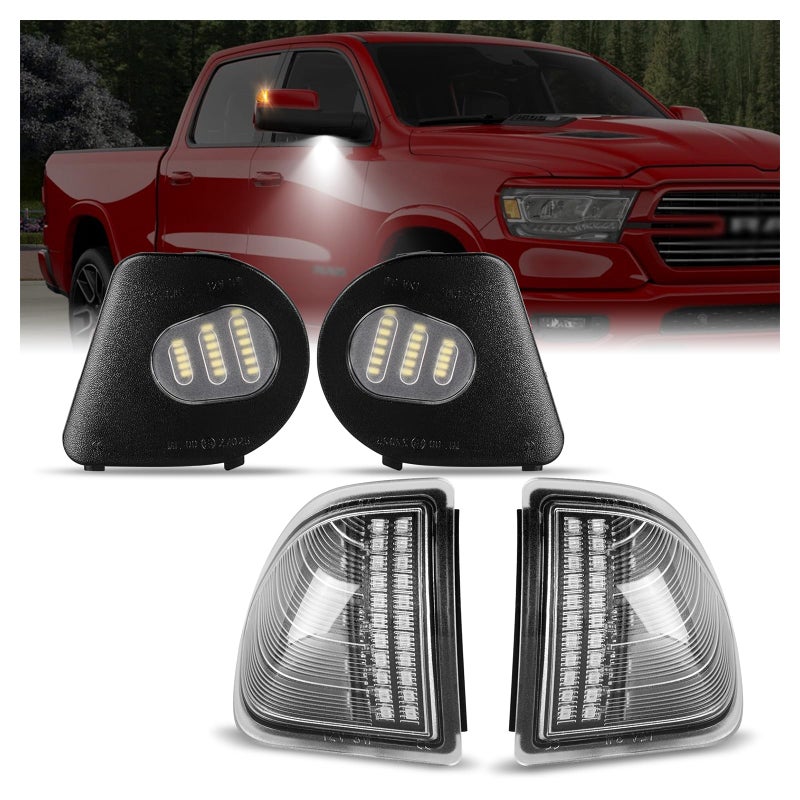 Gempro 4PCS LED Side Mirror Turn Signals Lights Puddle Lamps for 2010-2018 Dodge Ram 1500 2500 3500 4500 5500 Towing Mirror Lamps - Image 1