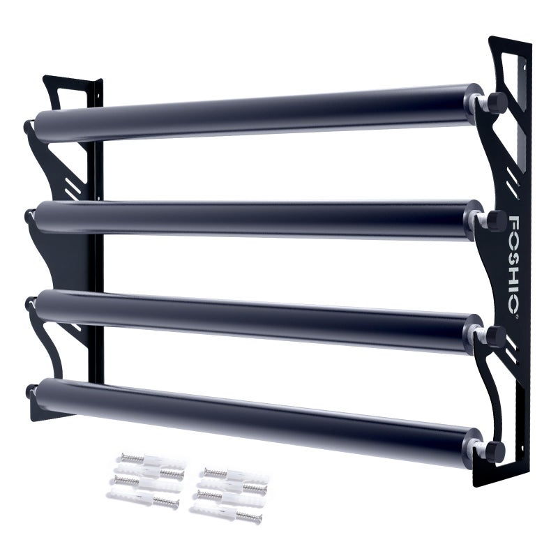 FOSHIO Vinyl Holder with Mounting HardwareMetal Rack Heavy Duty Vinyl Storage Tool for 4 Rollers of VinylTransfer Paper TapeWallpaperWindow FilmWall Mount Garage WorkshopRollers Not Included - Image 2