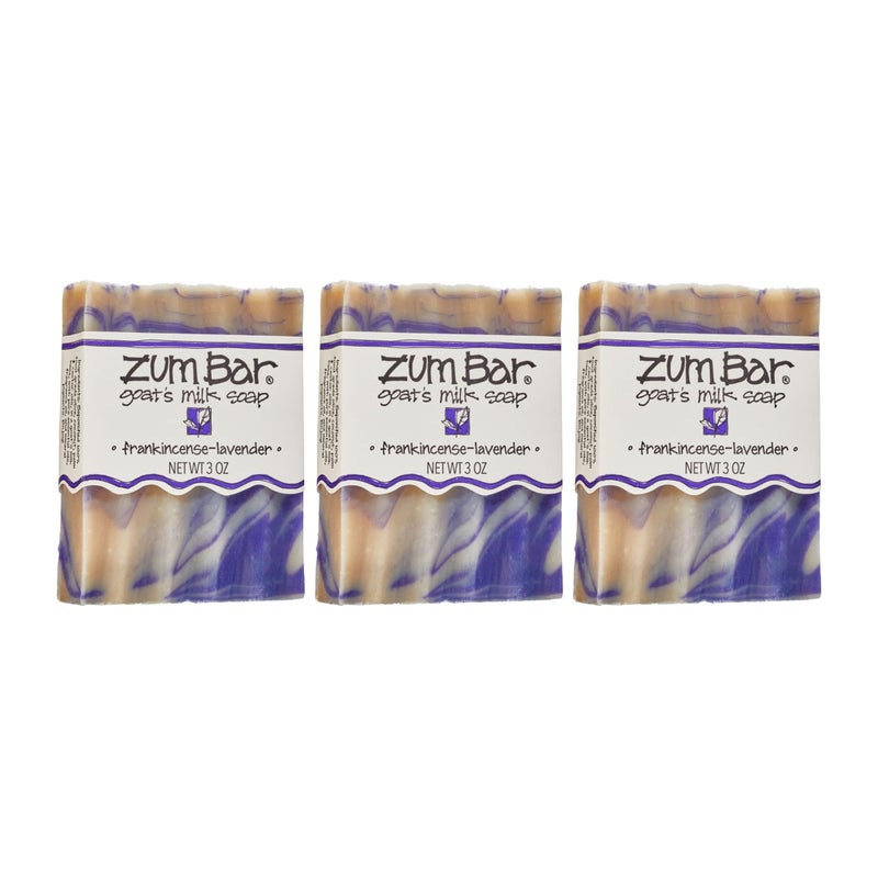 Indigo Wild Zum Goats Milk Soap Bar  Bar Soap for Hands  Body Made with Essential Oils  3 oz  FrankincenseLavender 3 Pack