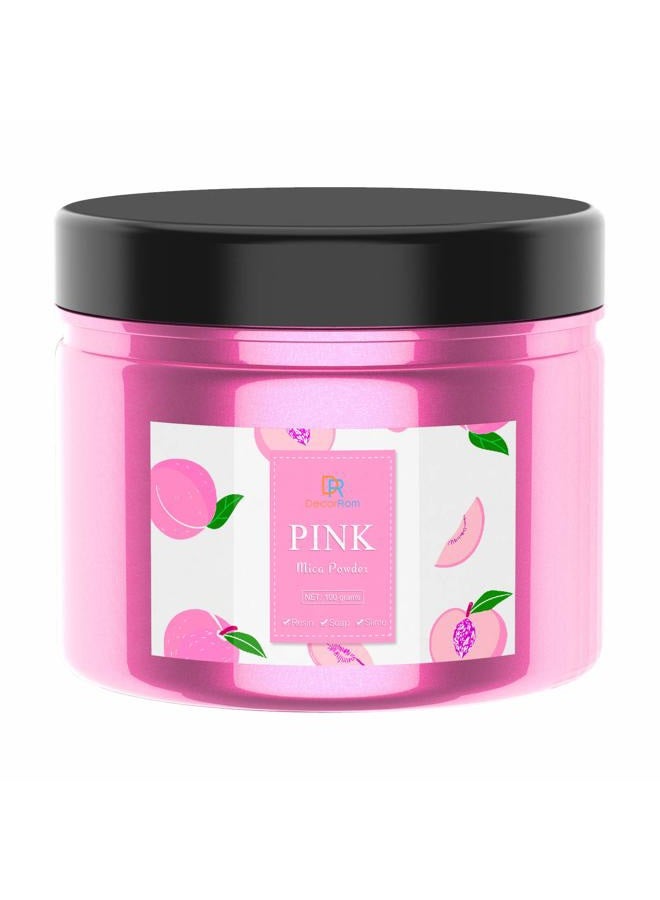 DecorRom Epoxy Resin Color Pigment - Huge 100g/3.5 Ounces Metallic Mica Powder for Adult Hobby, Epoxy Resin Art Coloring, Crafts - Cosmetic Grade Resin Color Dye for Jewelry, Soap Making, Nails Art (Pink) - Image 1