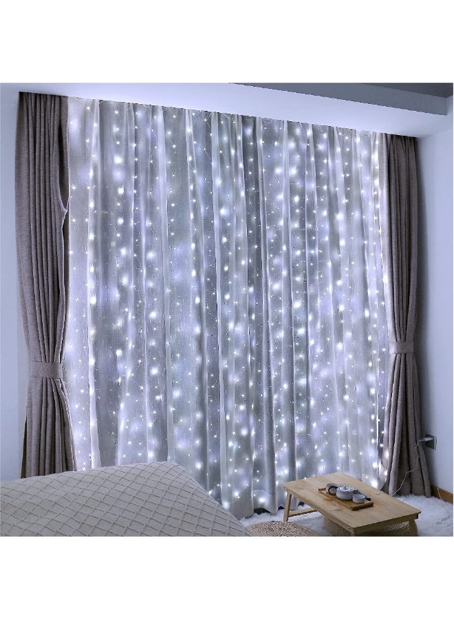 سولاكان 3M*3M سلسلة أضواء ستارة من مينيتوم مزودة بجهاز تحكم عن بُعد، 300 لمبة LED تعمل عبر USB، 8 أوضاع إضاءة، لون أبيض دافئ، مثالية لغرف النوم والحفلات والزفاف والديكور المنزلي - Image 1