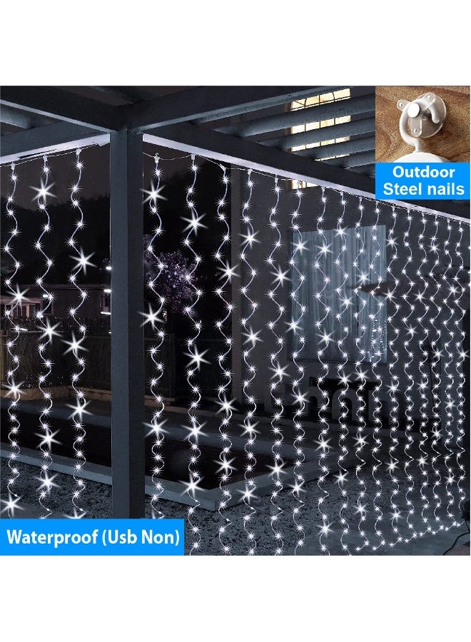 سولاكان 3M*3M سلسلة أضواء ستارة من مينيتوم مزودة بجهاز تحكم عن بُعد، 300 لمبة LED تعمل عبر USB، 8 أوضاع إضاءة، لون أبيض دافئ، مثالية لغرف النوم والحفلات والزفاف والديكور المنزلي - Image 4