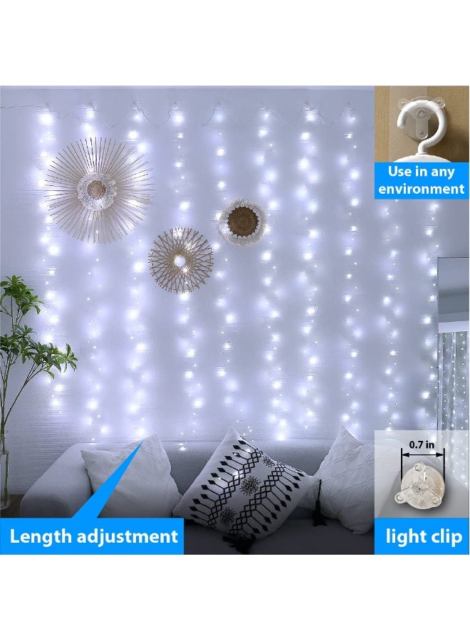 سولاكان 3M*3M سلسلة أضواء ستارة من مينيتوم مزودة بجهاز تحكم عن بُعد، 300 لمبة LED تعمل عبر USB، 8 أوضاع إضاءة، لون أبيض دافئ، مثالية لغرف النوم والحفلات والزفاف والديكور المنزلي - Image 3