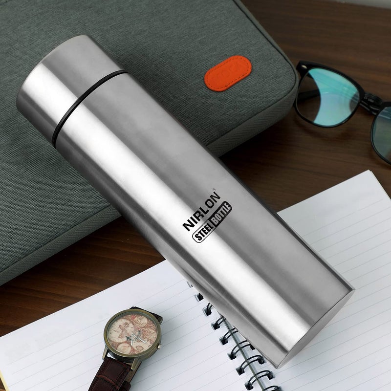 NIRLON Stainless Steel Single Wall Water Bottle/Fridge Refrigerator Bottle/ 100% Leak Proof/Office Bottle/School Bottle, 1000 ML, Set of 2 (FB_Jeet) - Image 4