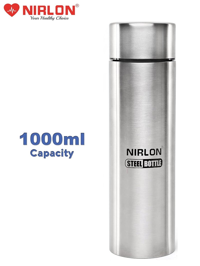 NIRLON Stainless Steel Single Wall Water Bottle/Fridge Refrigerator Bottle/ 100% Leak Proof/Office Bottle/School Bottle, 1000 ML, Set of 2 (FB_Jeet) - Image 2