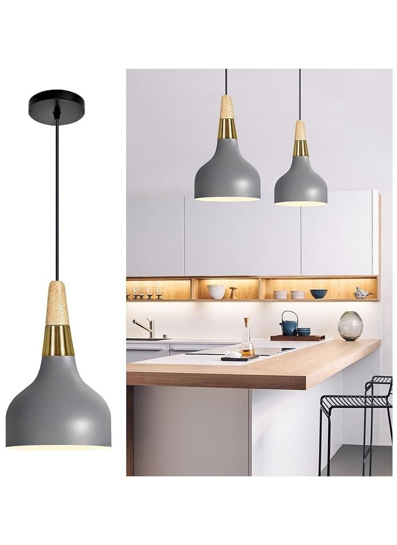 RATSAW Pendant Ceiling Light with Dimmable Bulbs, Modern Macaron Nordic Hanging Ceiling Light with Adjustable Cord, Minimalist Pendant Lighting Adjustable Chandelier Decor Lamp for Dinning Room (Gray)  - Image 1