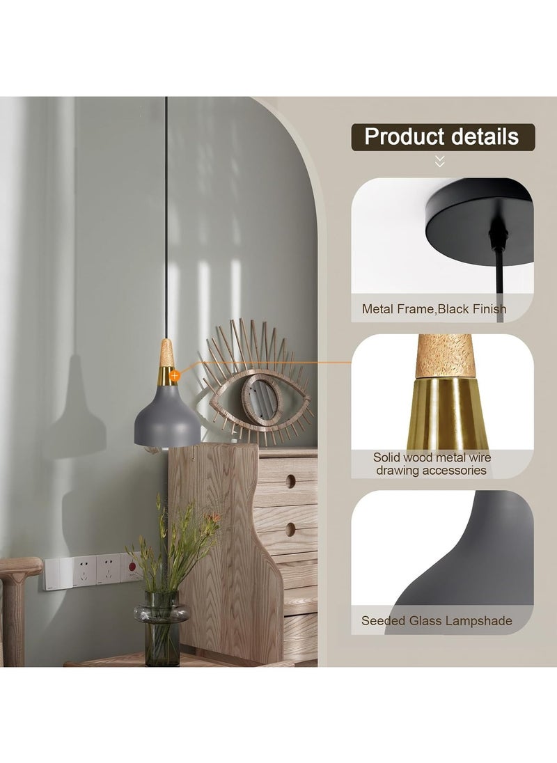 RATSAW Pendant Ceiling Light with Dimmable Bulbs, Modern Macaron Nordic Hanging Ceiling Light with Adjustable Cord, Minimalist Pendant Lighting Adjustable Chandelier Decor Lamp for Dinning Room (Gray)  - Image 3