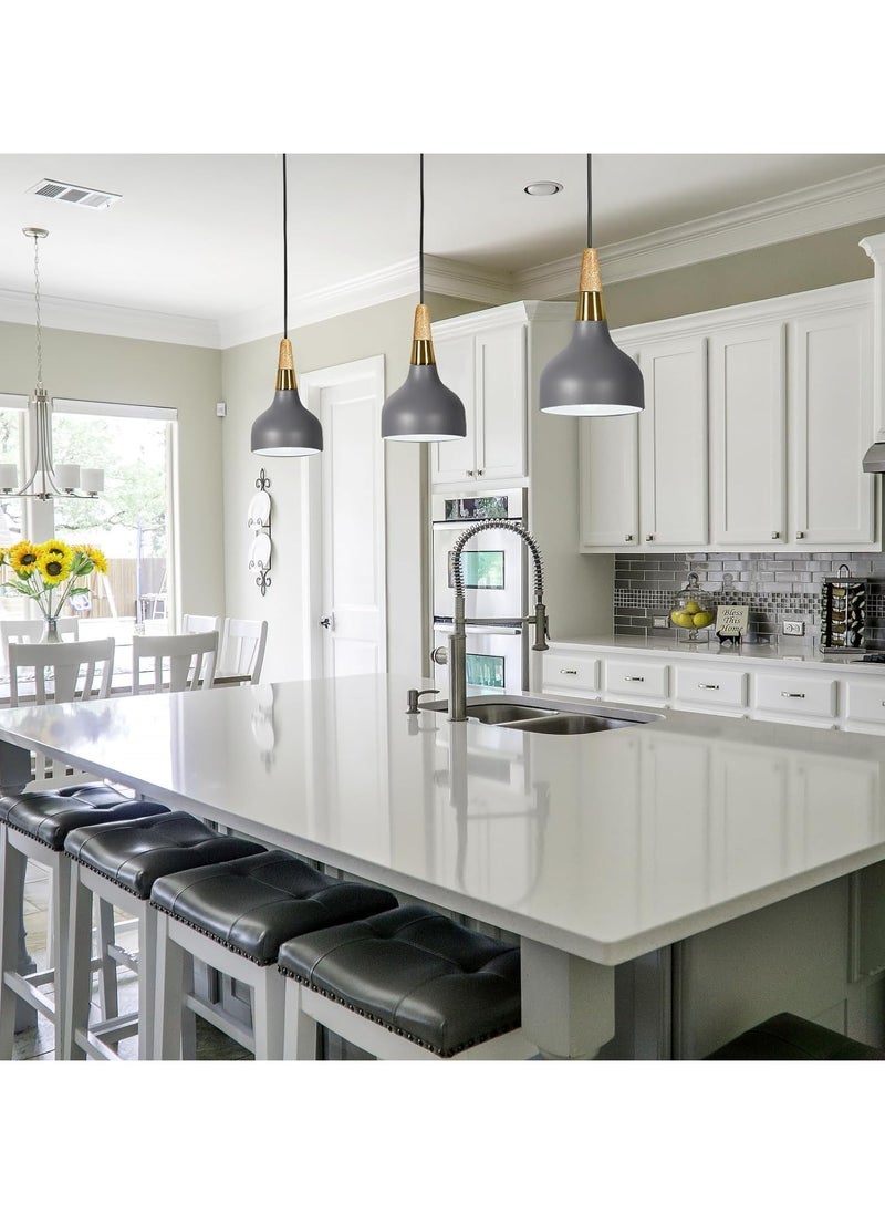 RATSAW Pendant Ceiling Light with Dimmable Bulbs, Modern Macaron Nordic Hanging Ceiling Light with Adjustable Cord, Minimalist Pendant Lighting Adjustable Chandelier Decor Lamp for Dinning Room (Gray)  - Image 5